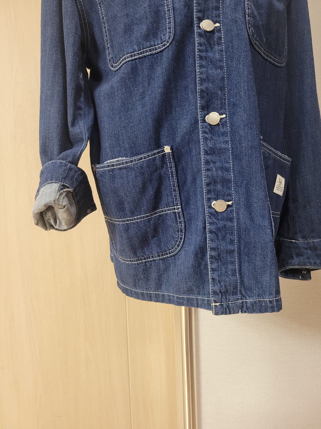 스파오 SPAO 남자 오버핏 데님 워크자켓 XL 딥블루 상품이미지4