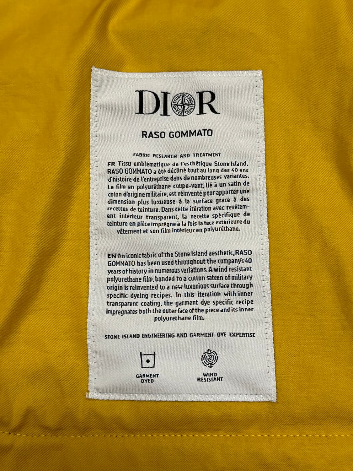 스톤아일랜드 x 디올 코튼블렌드 사틴 옐로 52(105-110) 국내판 상품이미지5