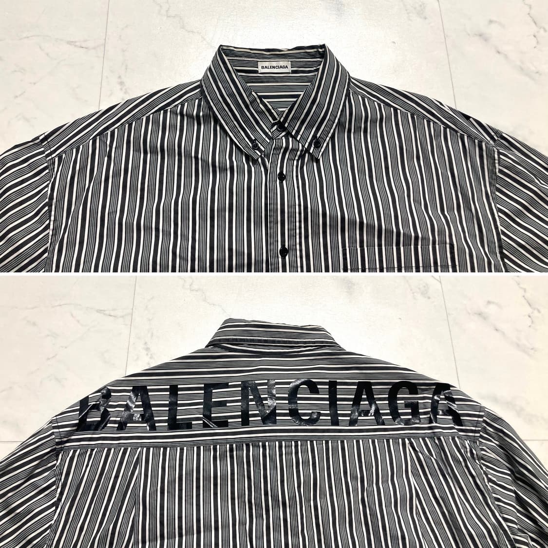 발렌시아가 백로고 오버핏 스트라이프 셔츠 100-105 상품이미지3
