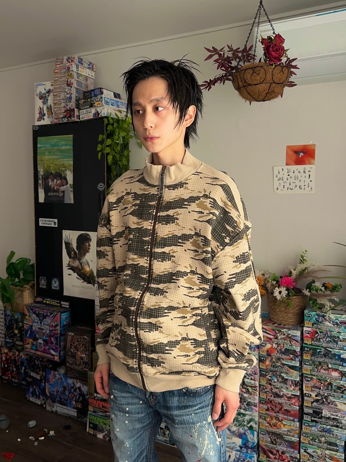 Ringspun 카모 그래프 체크 져지 집업 상품이미지6