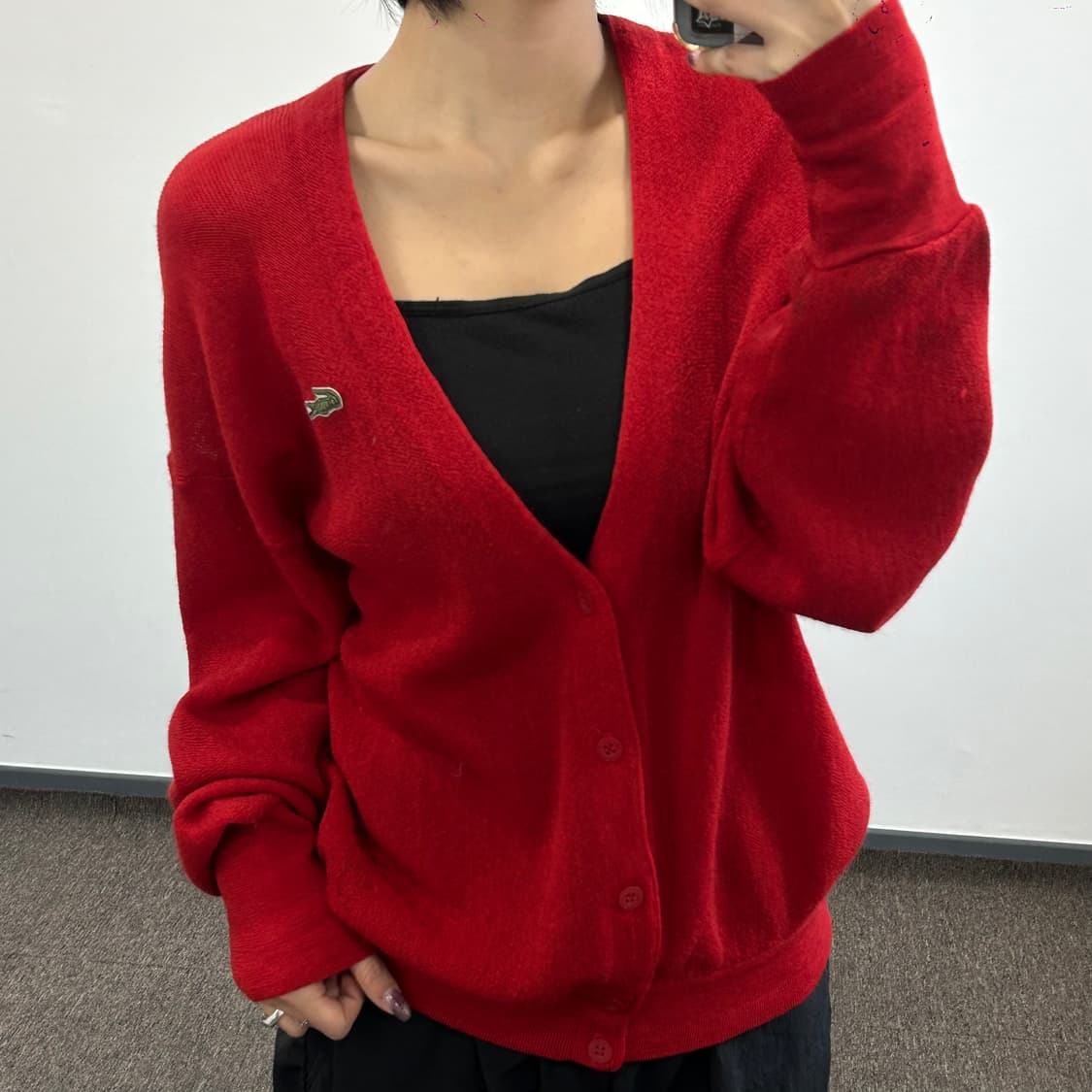 Lacoste 라코스테 90’s 레드 니트 가디건 상품이미지1