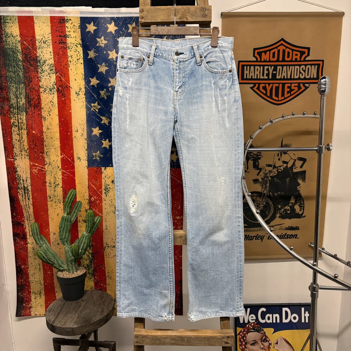 00s 리바이스 연청 라이트블루 데미지 워싱 데님팬츠 N386 상품이미지2