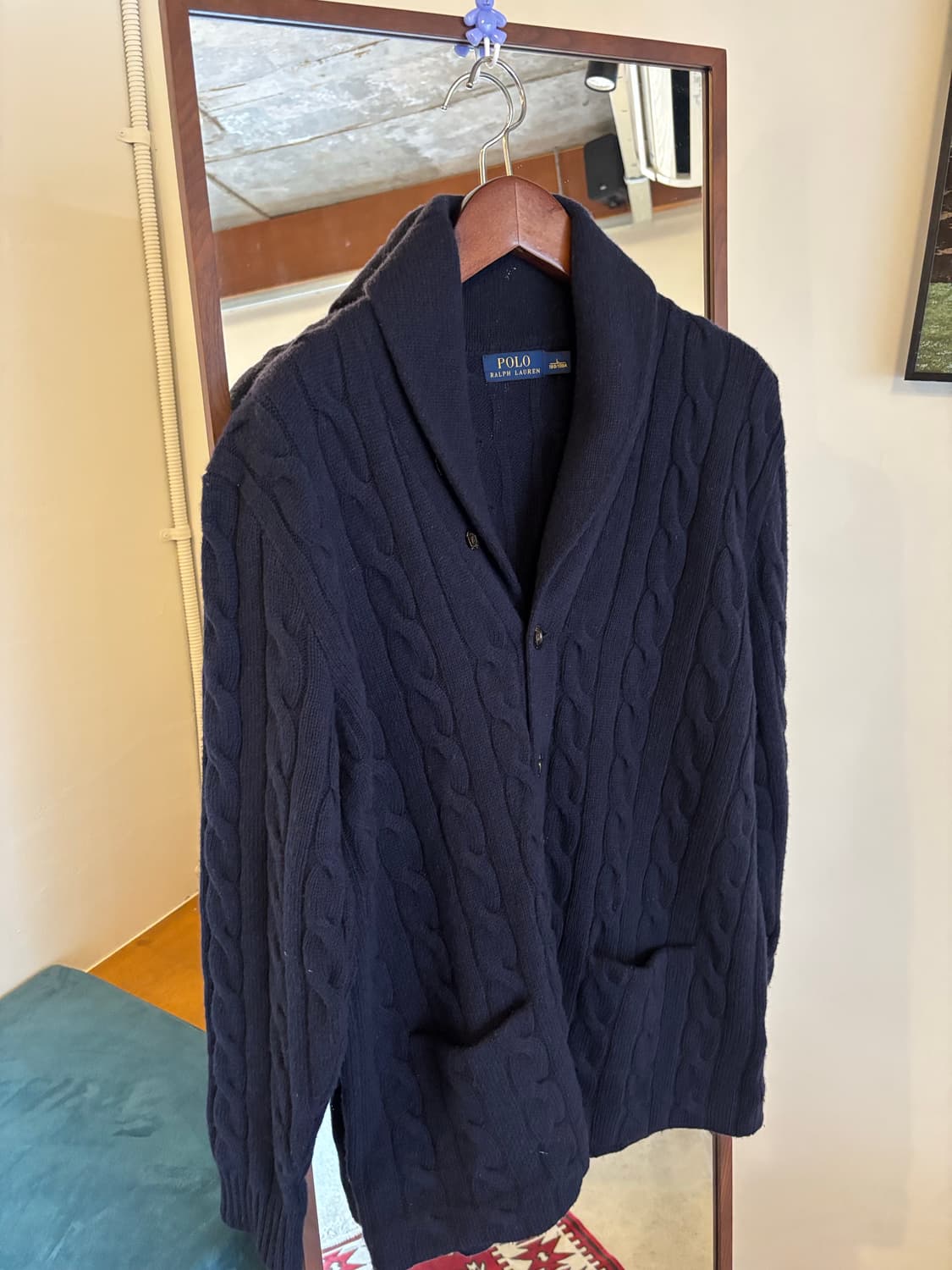 폴로 랄프로렌 숄카라 네이비 꽈배기 가디건 상품이미지4