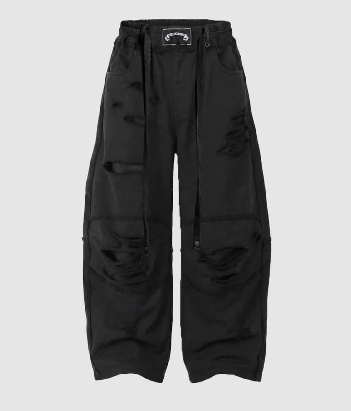 배드블러드 Destroyed Raw Edge Joggers Black 상품이미지1