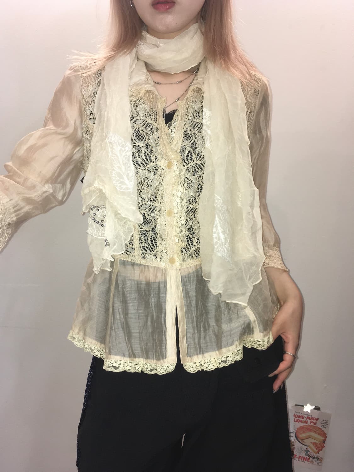 jpn vintage fairy beige lace jacket 상품이미지4