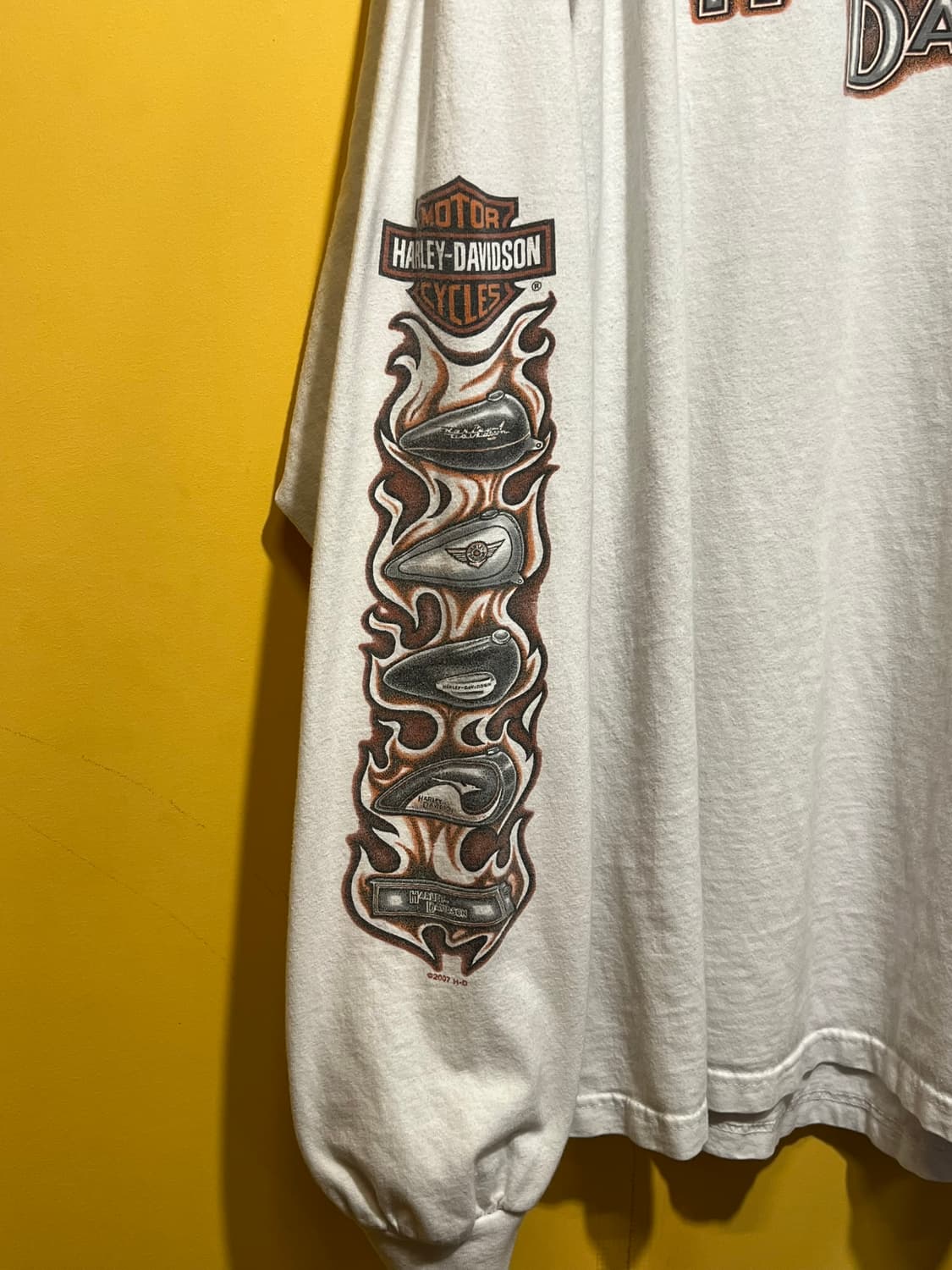 00's [2XL] 할리데이비슨 플레임 롱슬리브 티셔츠 USA MADE 상품이미지6