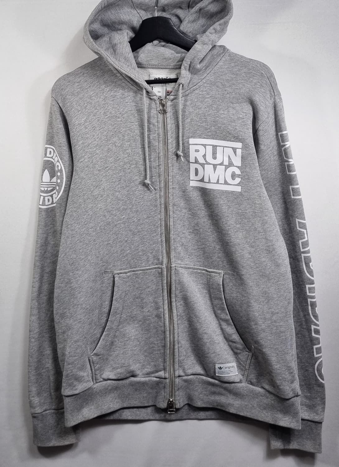 100) 아디다스 X RUN DMC 콜라보 그레이 후드집업 상품이미지1