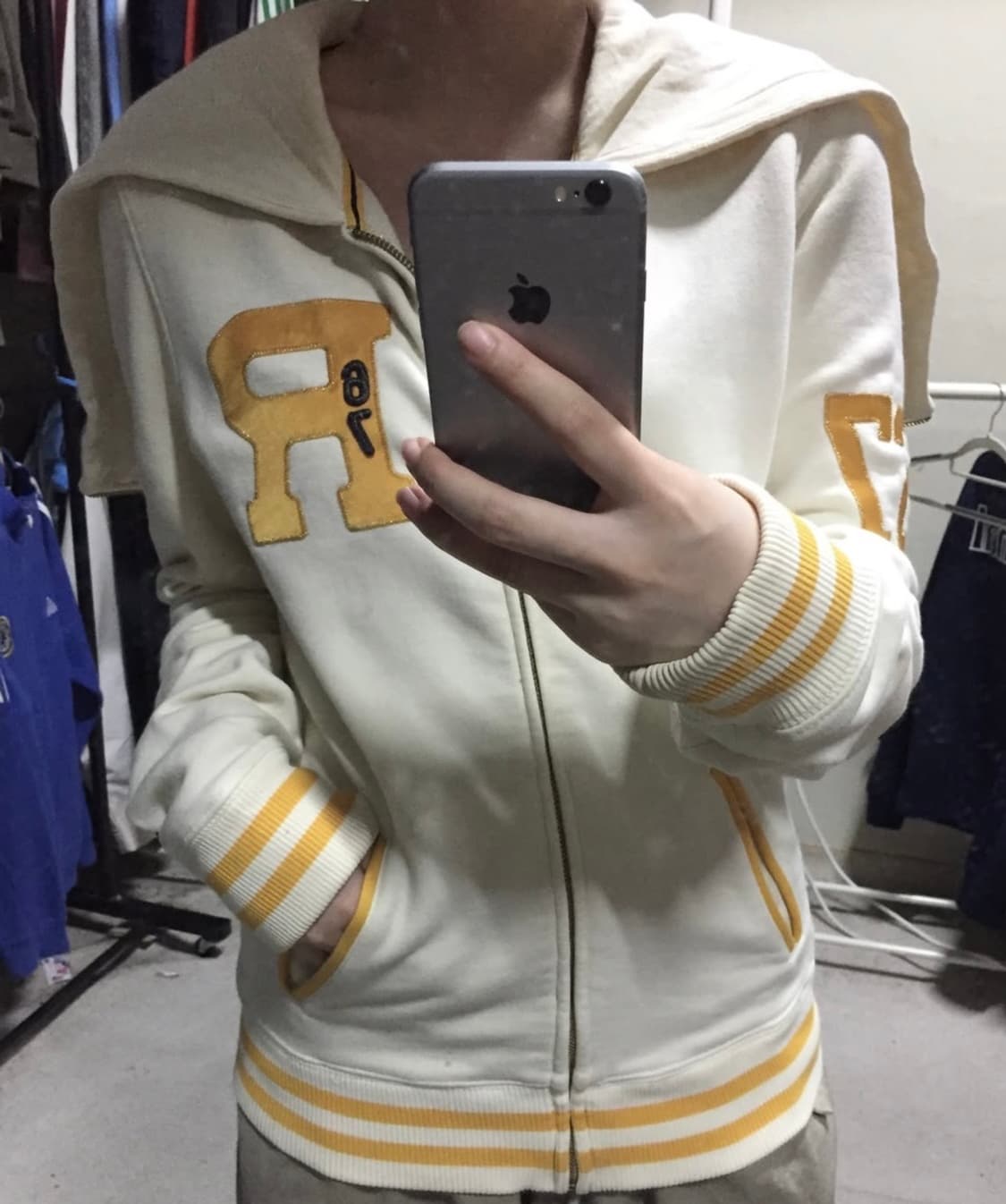 폴로 랄프로렌 크림 화이트 옐로우 세라 오픈 카라 후드집업 상품이미지1