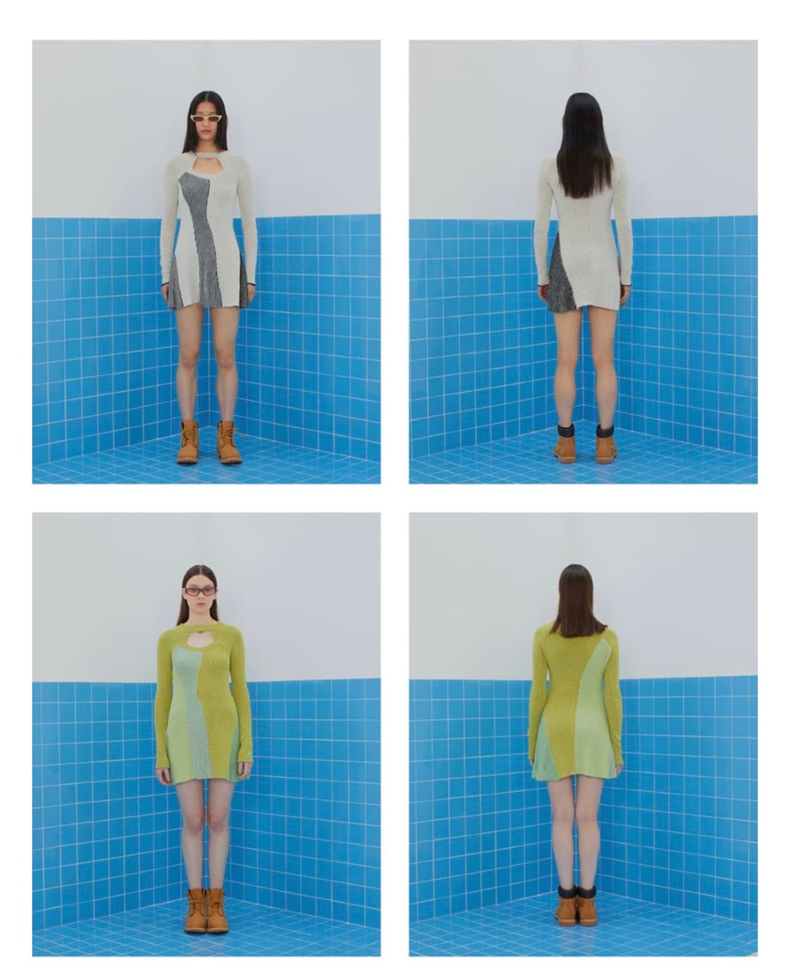 인스턴트펑크 22SS 믹싱 니트 미니 드레스 아이보리 상품이미지2