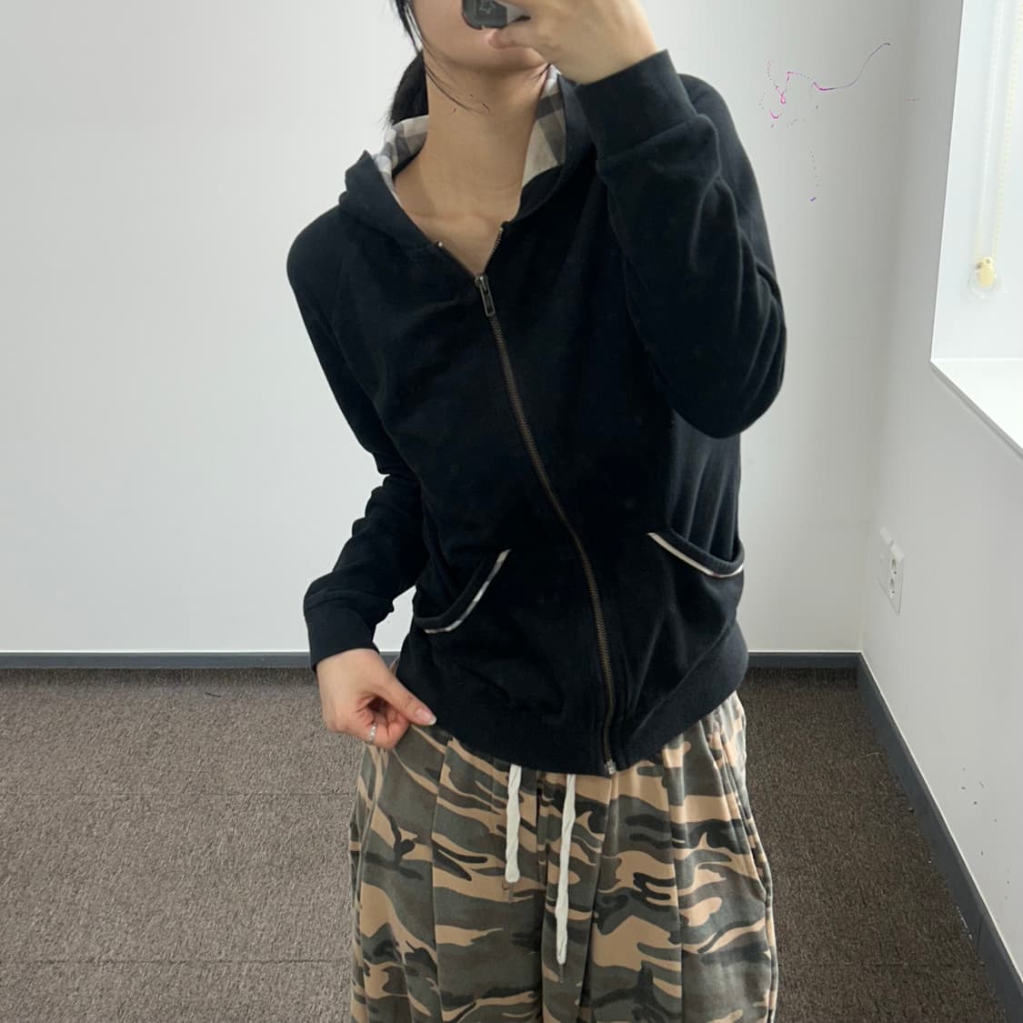 Burberry 버버리 노바체크 블랙 후드집업 상품이미지1