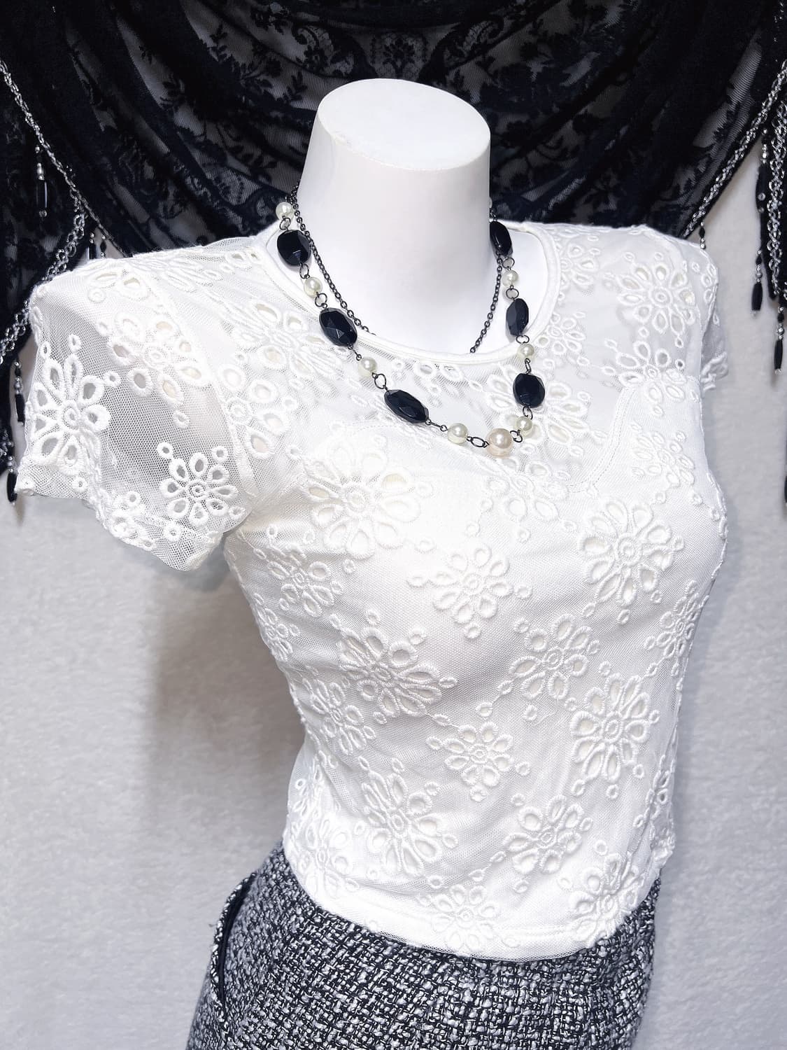 로맨틱갸루 로걀 시스루레이스 망사 반팔탑 히메 오네 아게하 헤이세이 섹시 상품이미지2