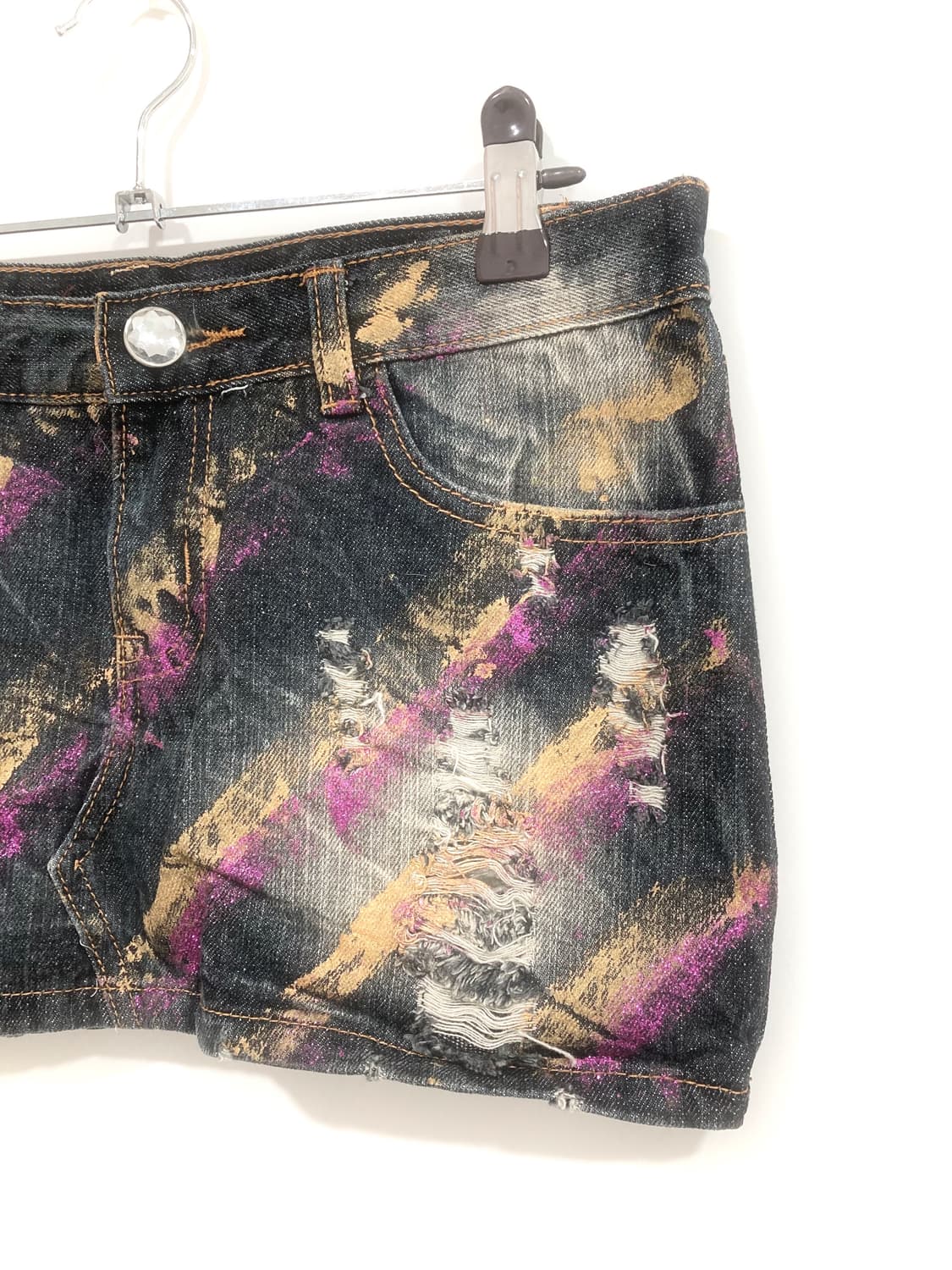 damage painting denim short skirt 상품이미지3