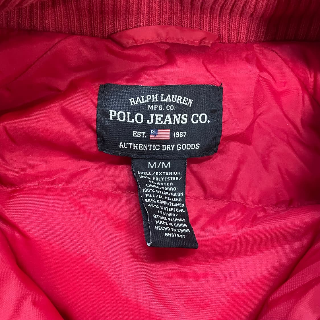 폴로 진스 컴퍼니 다운 봄버 패딩 레드 상품이미지6