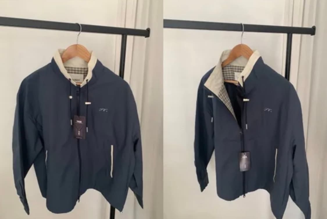 람비 자수 배색 체크 점퍼 상품이미지7