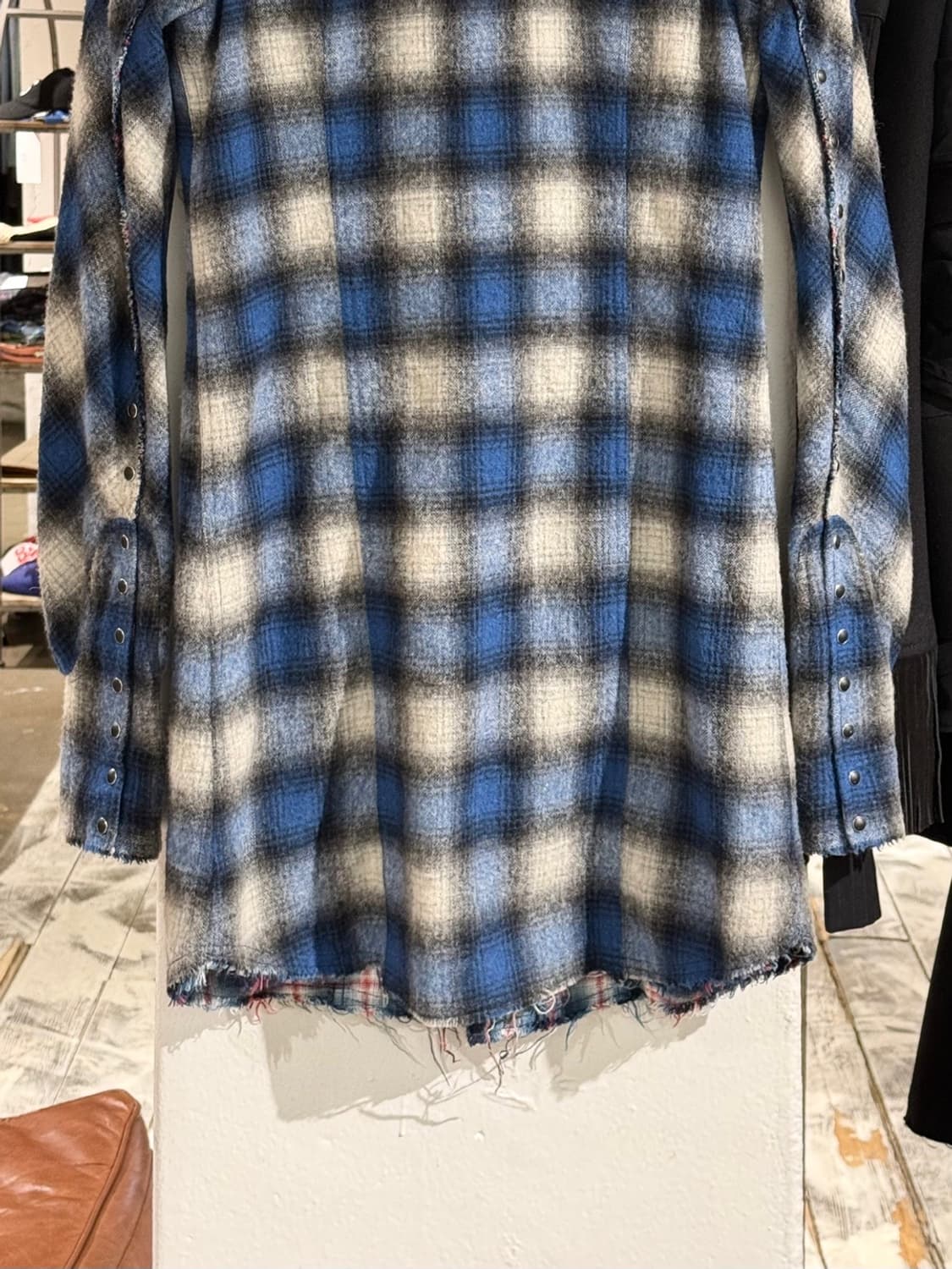 엘지비 블루 체크 울 혼방 지퍼 롱 셔츠  상품이미지6