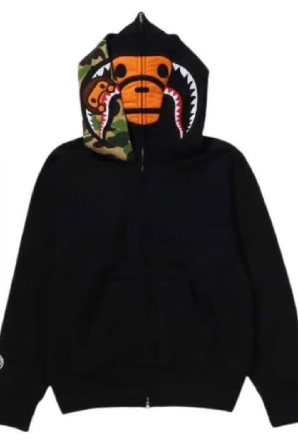 베이프 베이비 마일로 샤크 풀 집 더블 후드 블랙 S 상품이미지1