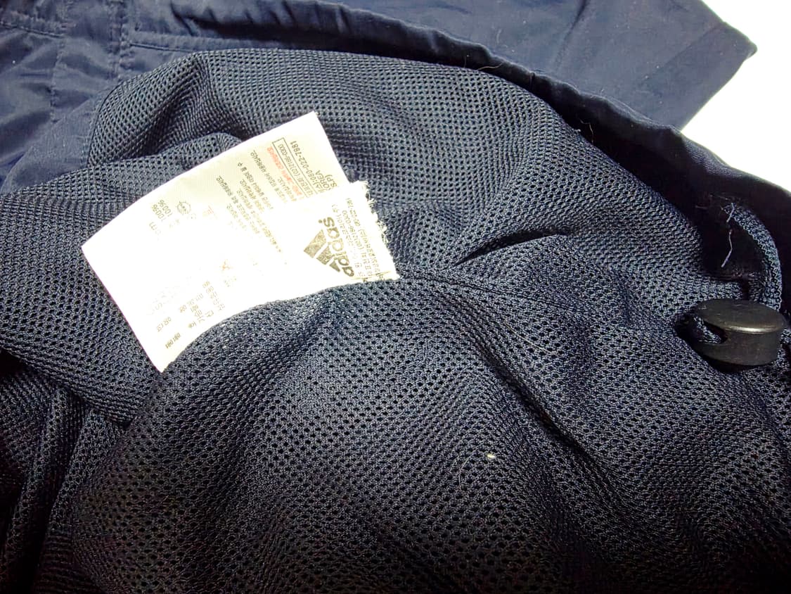 [아디다스] 올드스쿨 네이비 블루 투톤 배색 삼선 오버핏 바람막이 (실측 상품이미지5