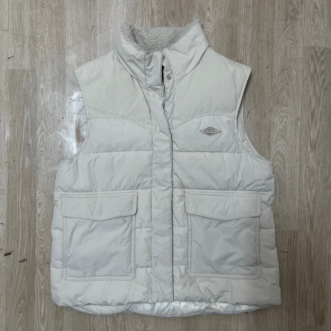 머렐 코듀로이 화이트 다운 패딩 조끼 L(100) 상품이미지1