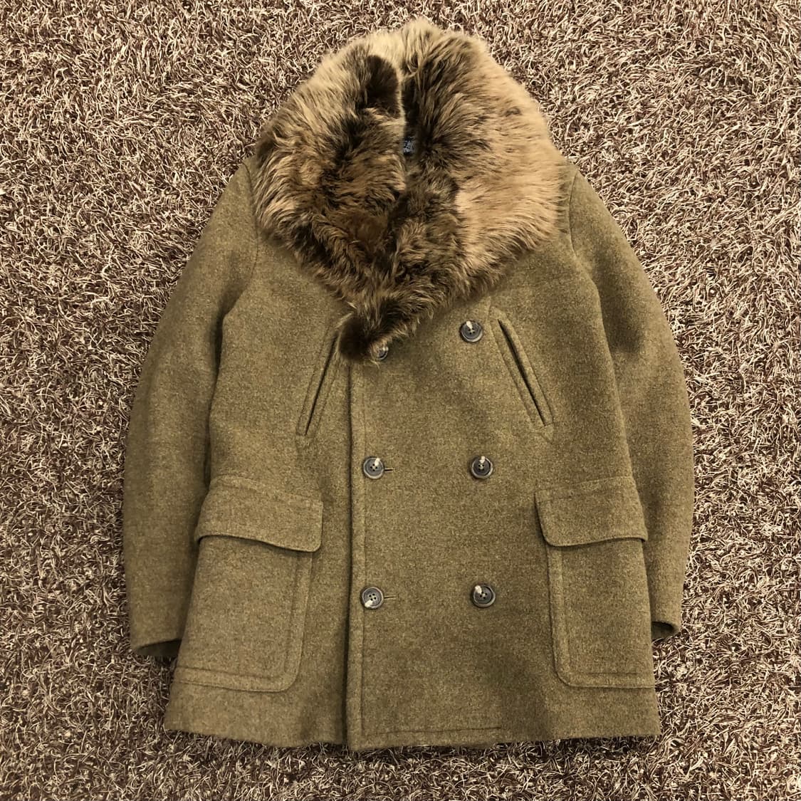 랄프로렌 양털 퍼 카라 울 코트 상품이미지1