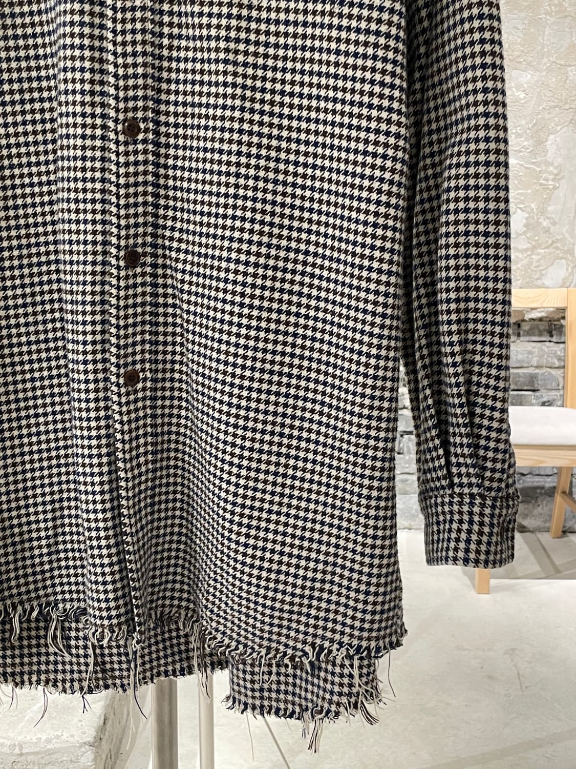 언더커버 18S/S 하운드 투스 체크 컷 오프 코튼 셔츠 상품이미지5