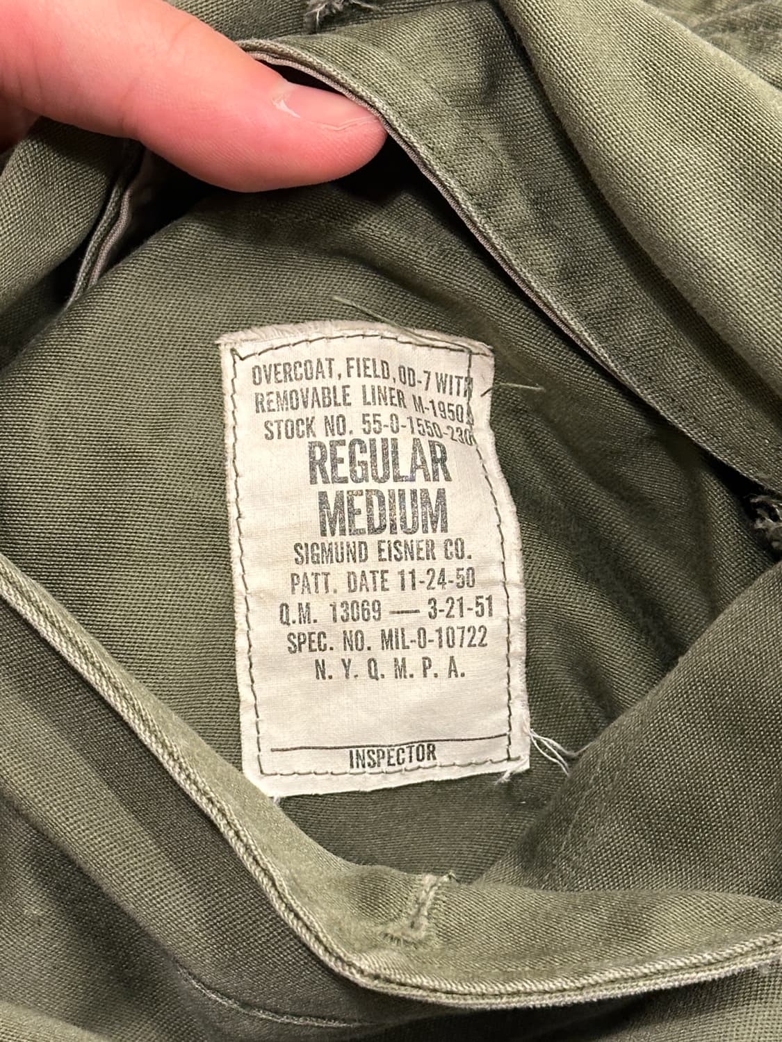 Original 1950s M-1950 Over coat 피쉬테일 야상 상품이미지7