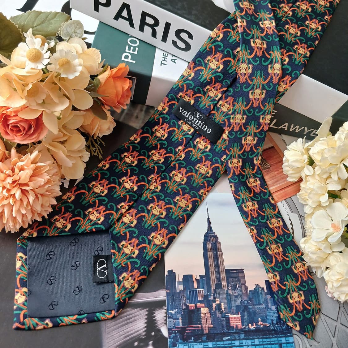 발렌티노 실크 네이비 패턴 넥타이 9.4cm A+등급 G21
 상품이미지6