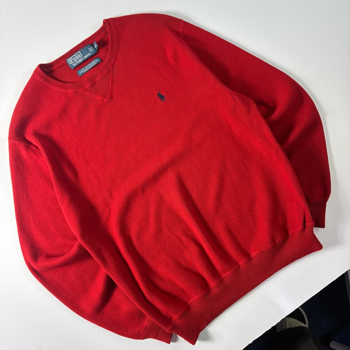 Polo  폴로 랄프로렌 90,s 자수 코튼 레드 라운드 니트  상품이미지2