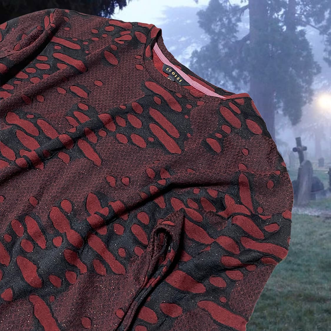 Egoist 버건디 그물 긴팔티 상품이미지1