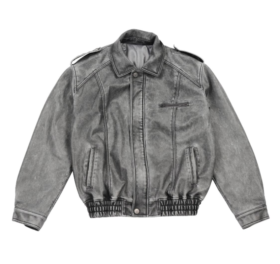 시너진 VINTAGE LEATHER BOMBER JUMPER GRAY 상품이미지1