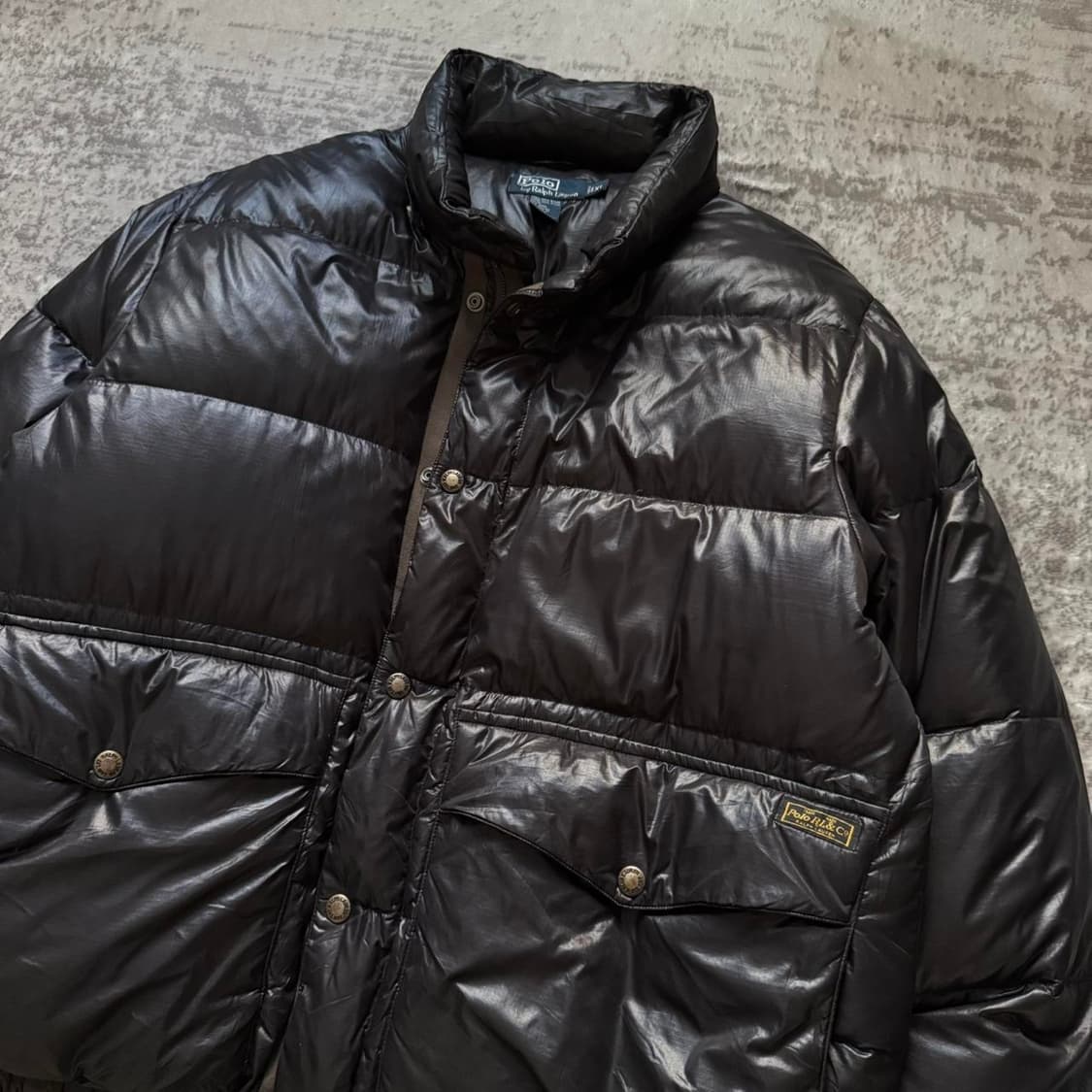 00s 폴로 랄프로렌 오일드 다운 패딩 자켓 블랙 상품이미지2