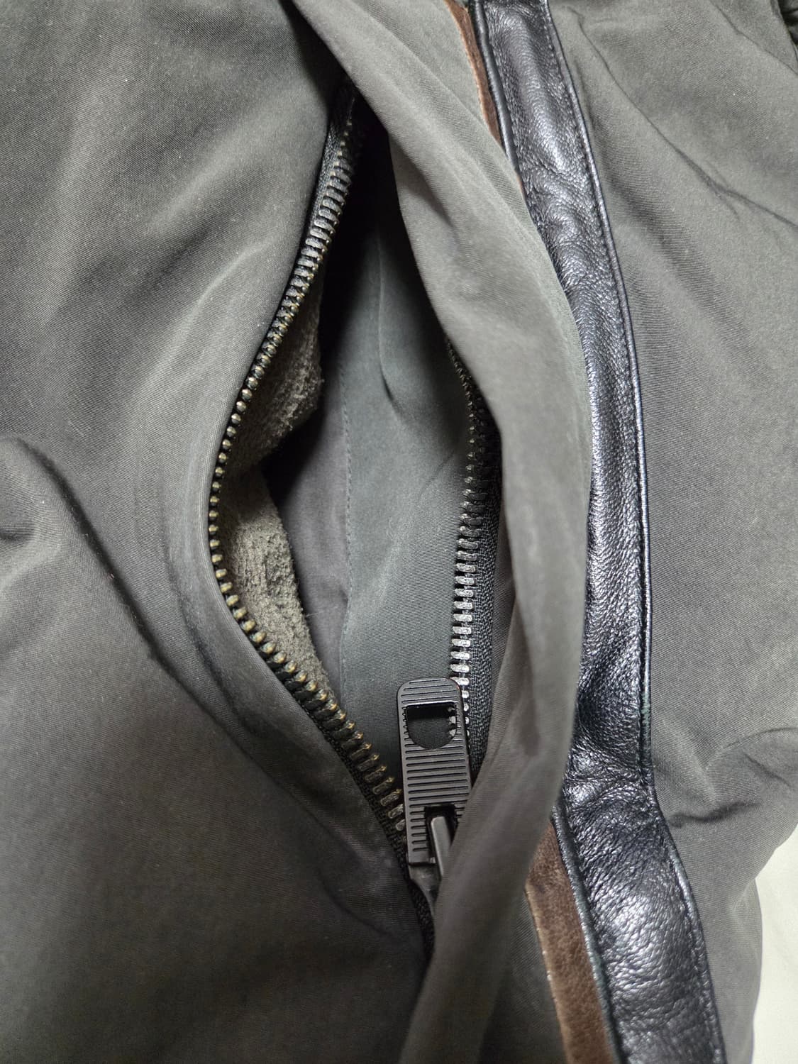 시스템옴므 가죽믹스 구스다운 패딩 상품이미지8