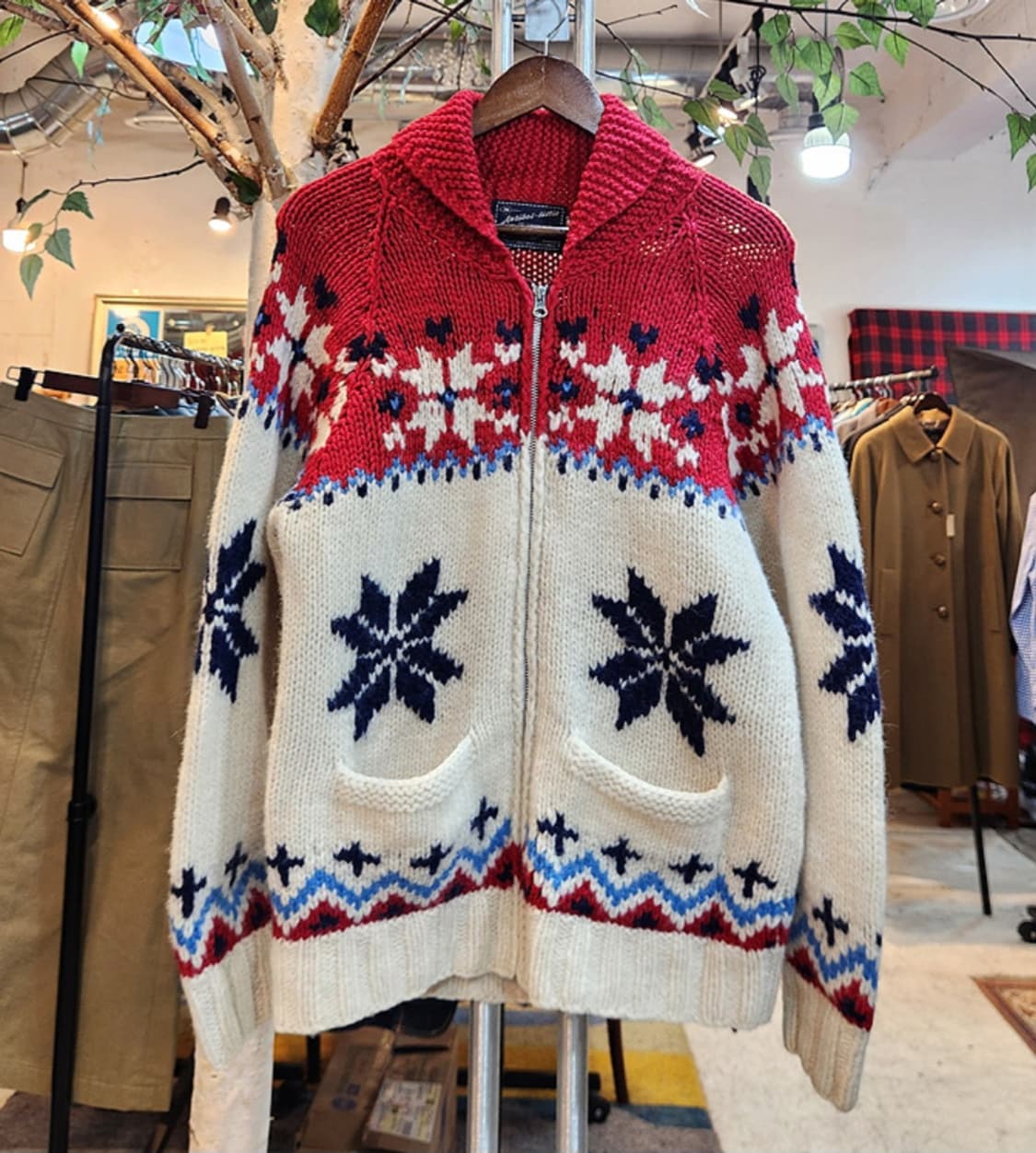 Antibal listic 도톰한 울 눈꽃 스웨터 빈티지 집업 상품이미지1