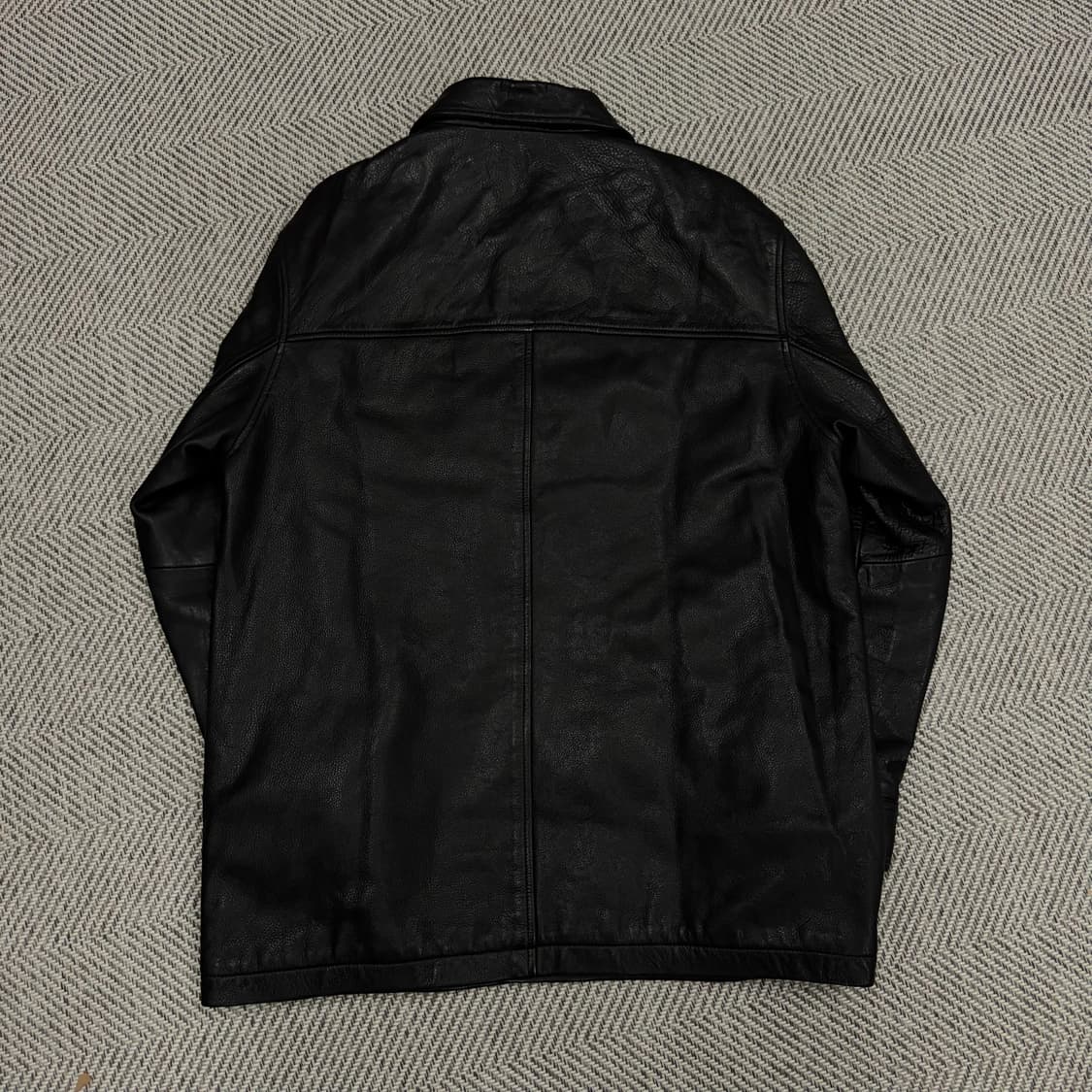 [L]올드 갭 레더 빈티지 카 코트 블랙 상품이미지4