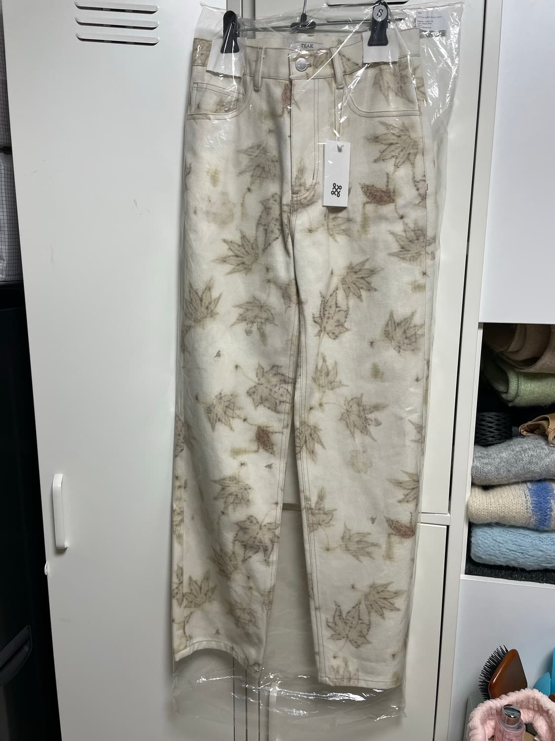 티크 코튼 팬츠 메이플 아이보리 S 새상품 상품이미지4