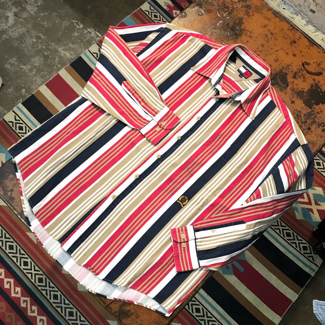 타미힐피거 월계관 자수 컬러링 스트라이프 셔츠 남성 110 사이즈 상품이미지2