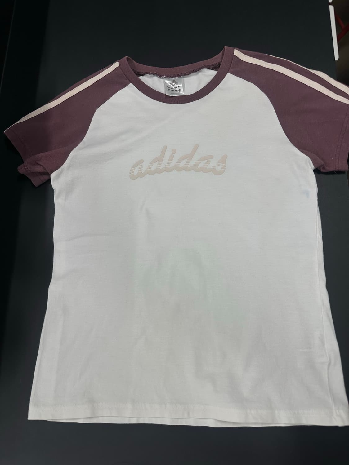 아디다스 Y2K 화이트퍼플 배색 나그랑 반팔 티셔츠 상품이미지4