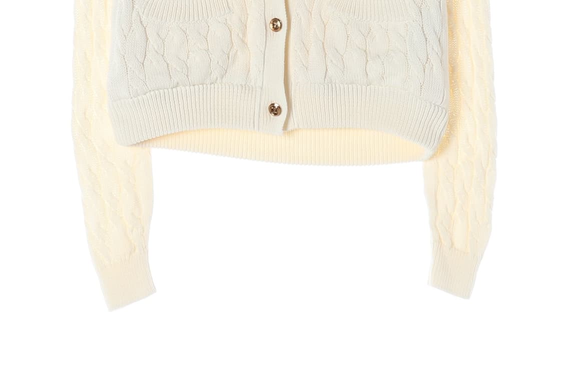 구찌 22FW 로고 플라워 자수 케이블 라운드 가디건 M
 상품이미지4