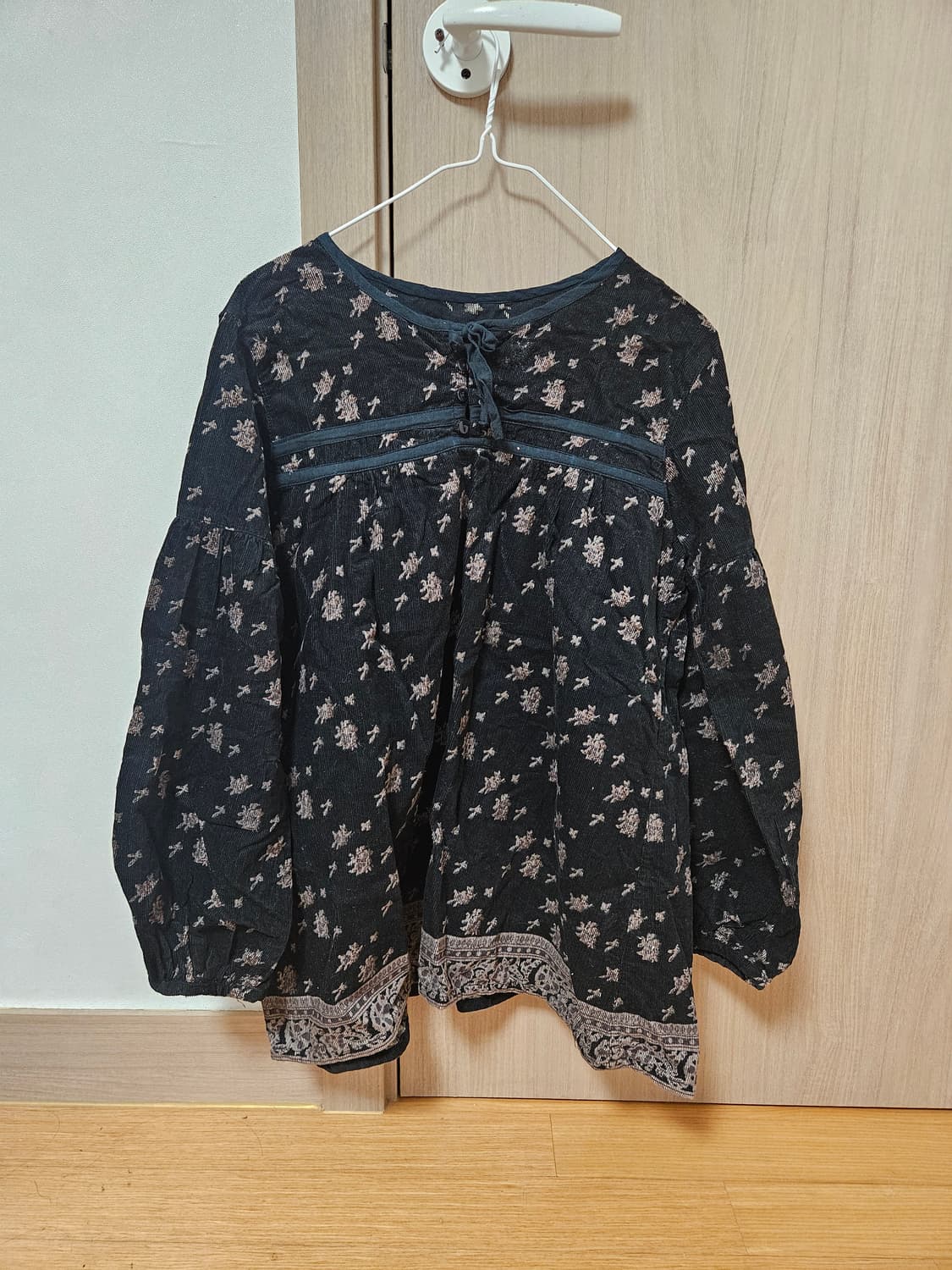 일본 빈티지 블랙 코듀로이 블라우스 상품이미지1