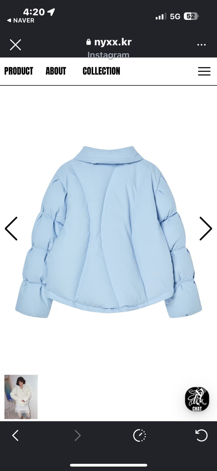 NYXX 커브라인 다운푸퍼 패딩 소라색 상품이미지7