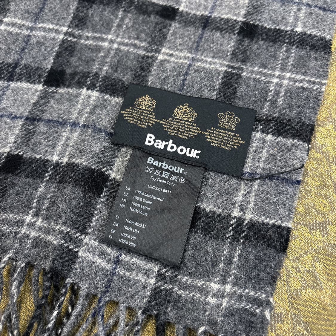 바버 헤리티지 메인라인 그레이 블록체크 램스울 머플러 N269 상품이미지3