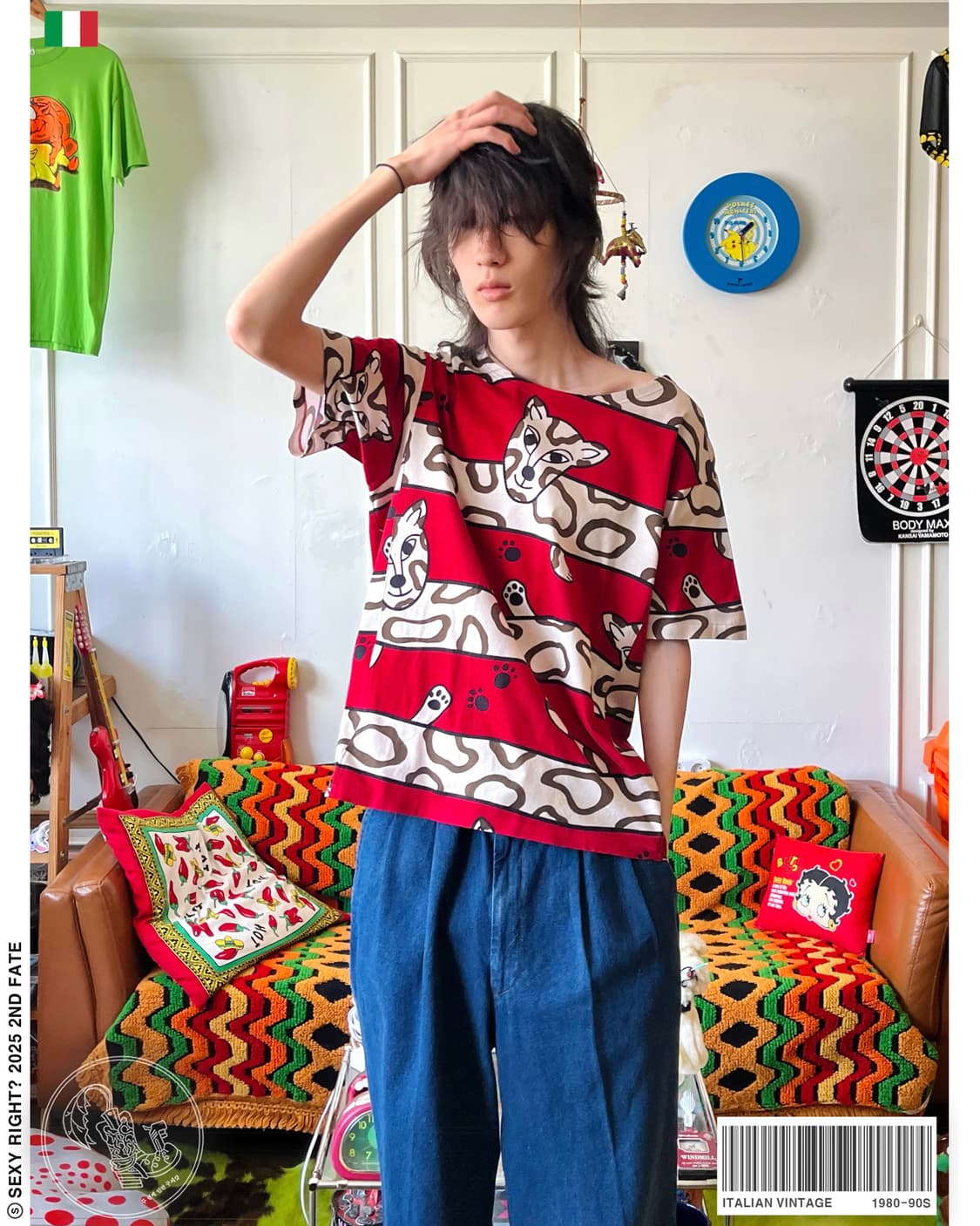 80-90s Italian Vintage Patchwork 1/2 T 상품이미지1
