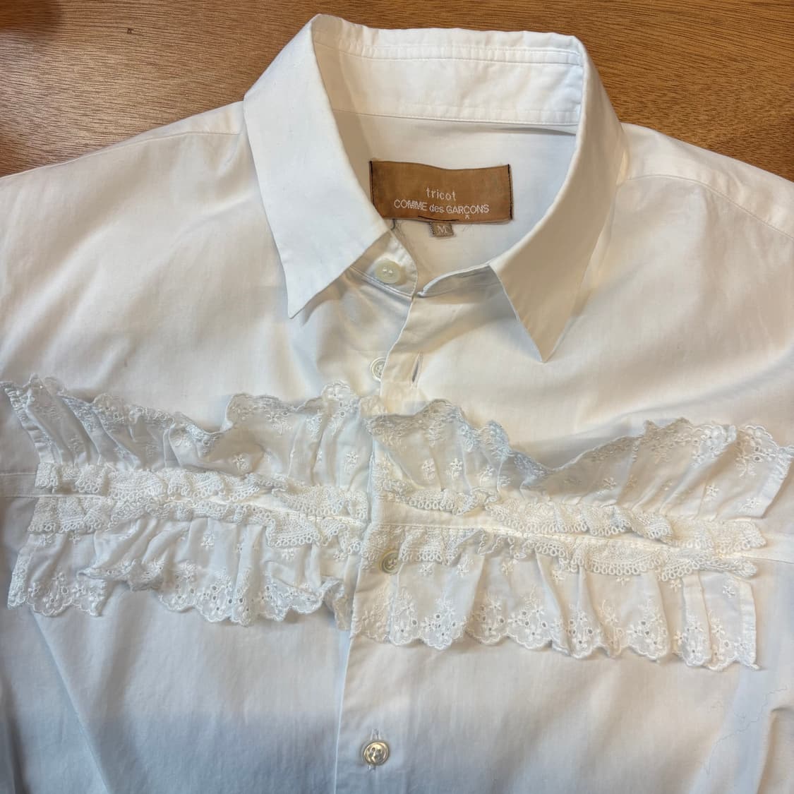 꼼데가르송 트리콧 러플 디테일 화이트 셔츠 상품이미지8