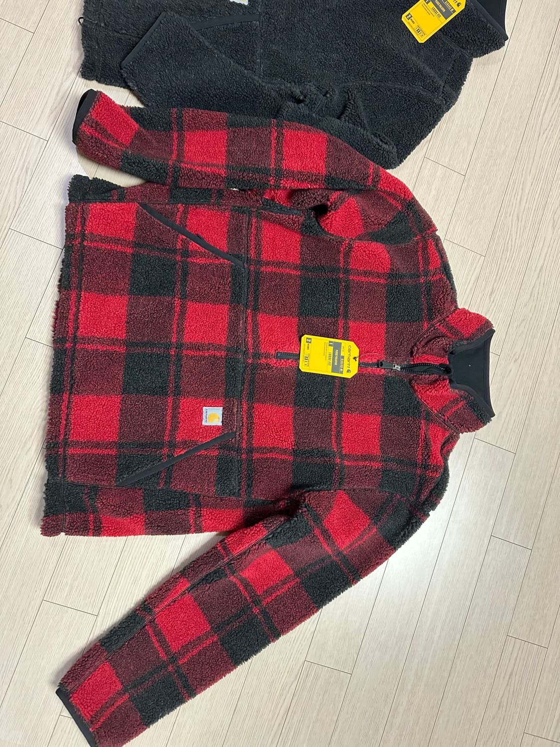 칼하트 후리스 짚업 자켓 m (블랙, 레드) 상품이미지3