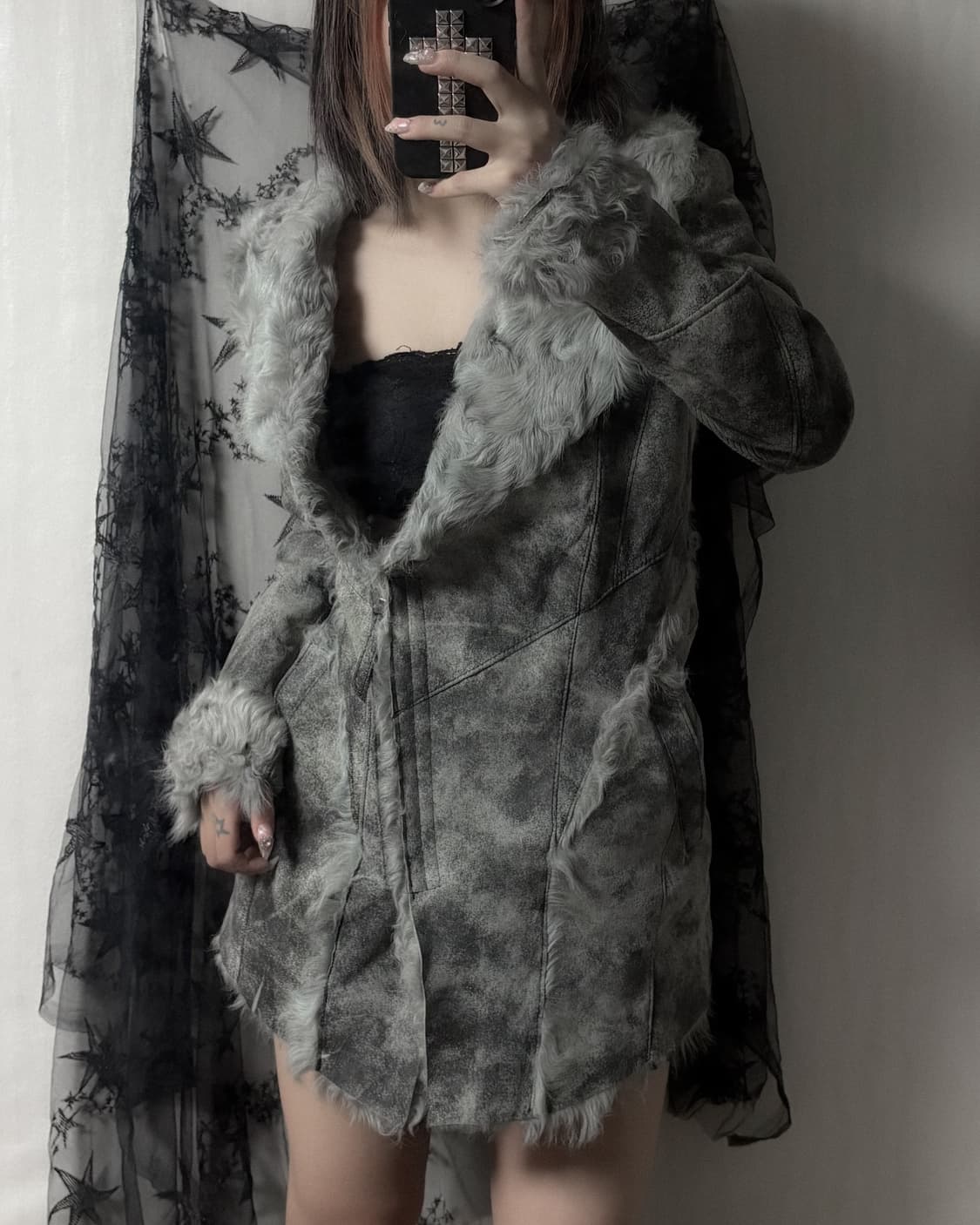 펑크 오리엔탈 퍼 레더 자켓  상품이미지1