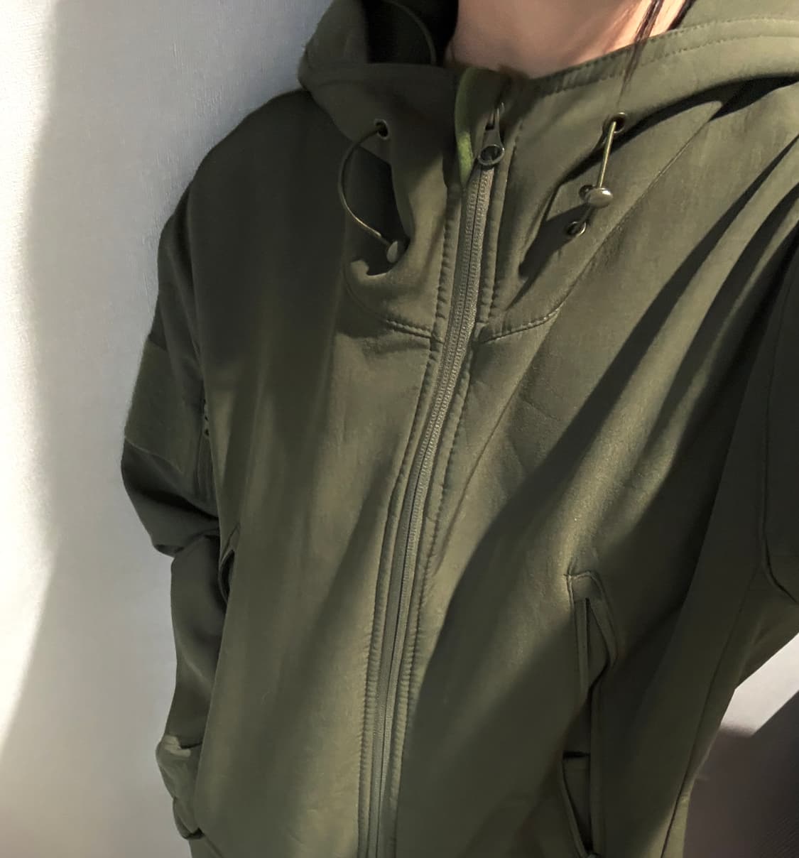 하이넥 카키 기모 후드집업 M 상품이미지1