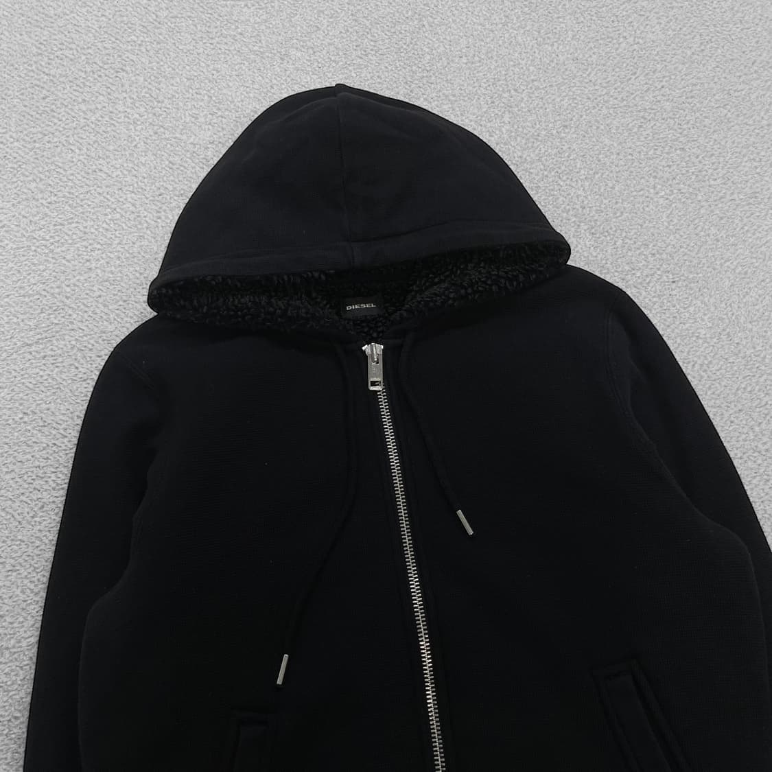 디젤 Diesel 퍼 헤비 후드집업 블랙 상품이미지2