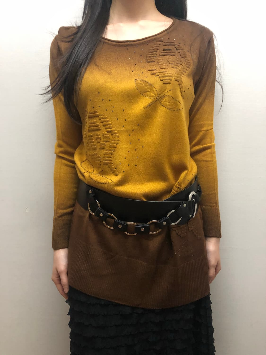 빈티지 브라운 그라데이션 오리엔탈 니트 상품이미지1