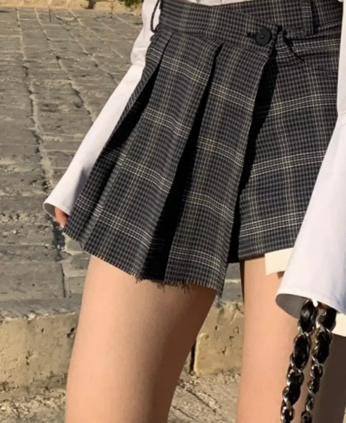 서쿠키 체크 플리츠 팬츠 상품이미지1