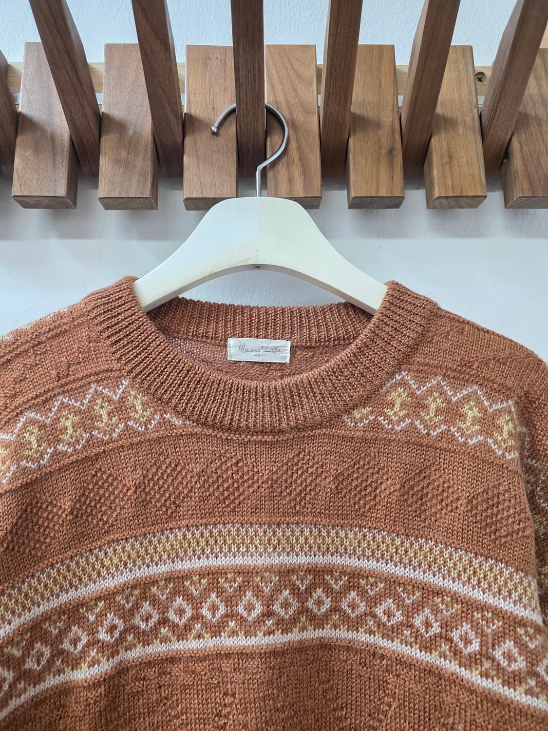 일본빈티지 노르딕 패턴 울100% 니트 스웨터 상품이미지2