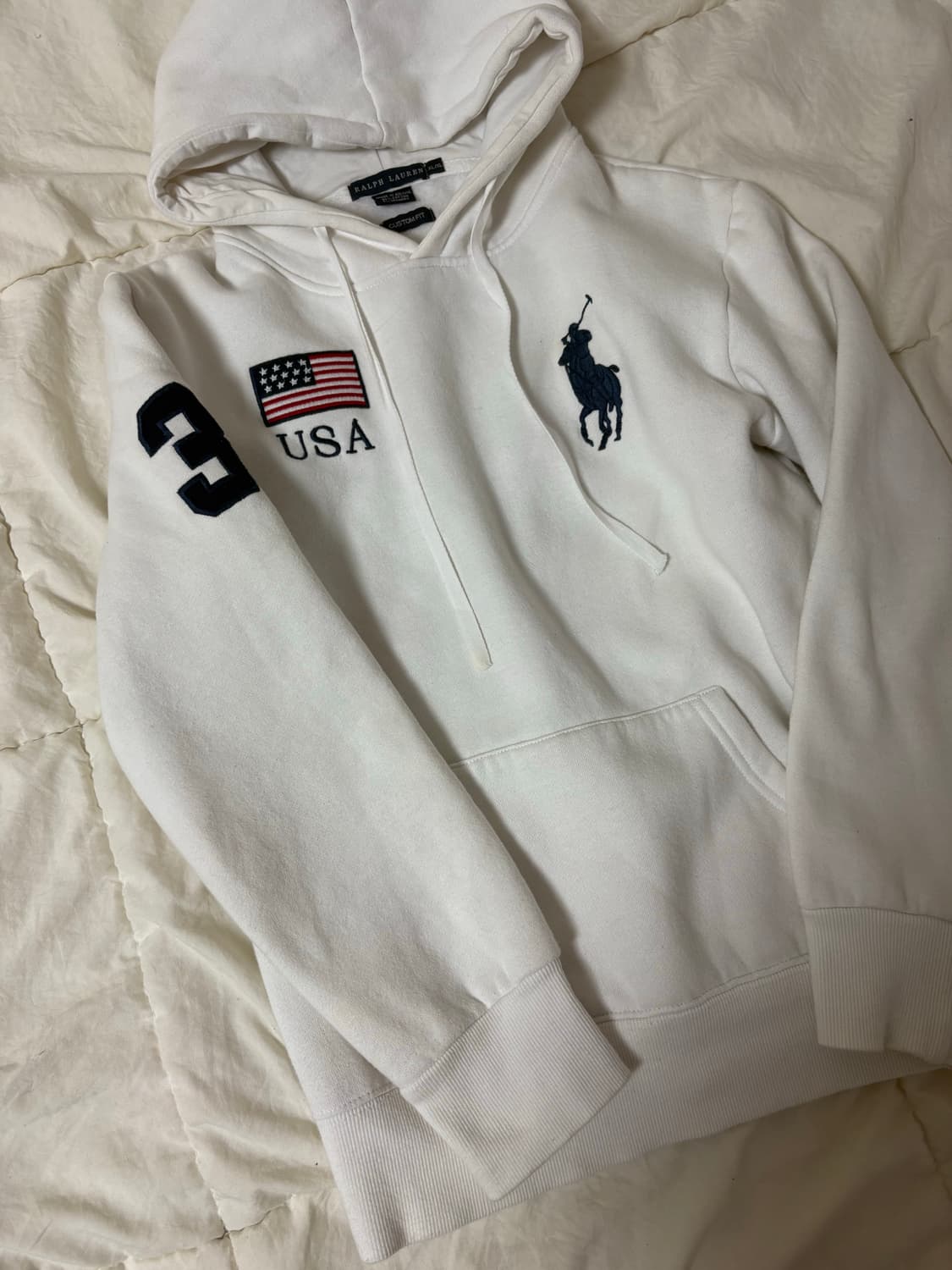 폴로 빅포니 성조기 후드티 화이트 상품이미지1